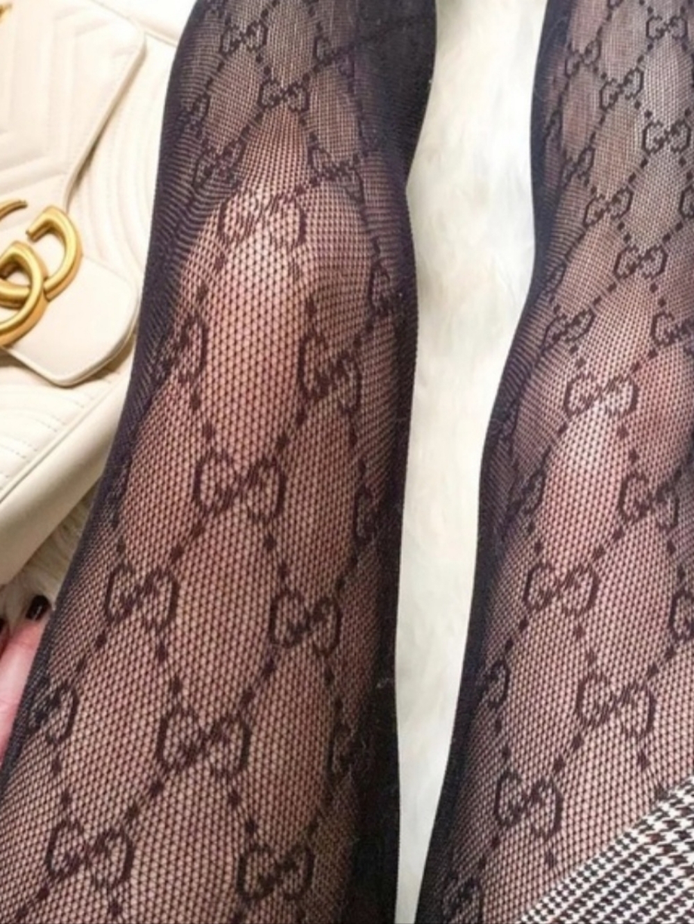 Luxury GG Woven Fishnet Stockings Tights Pantyhose - Picture 5 of 8